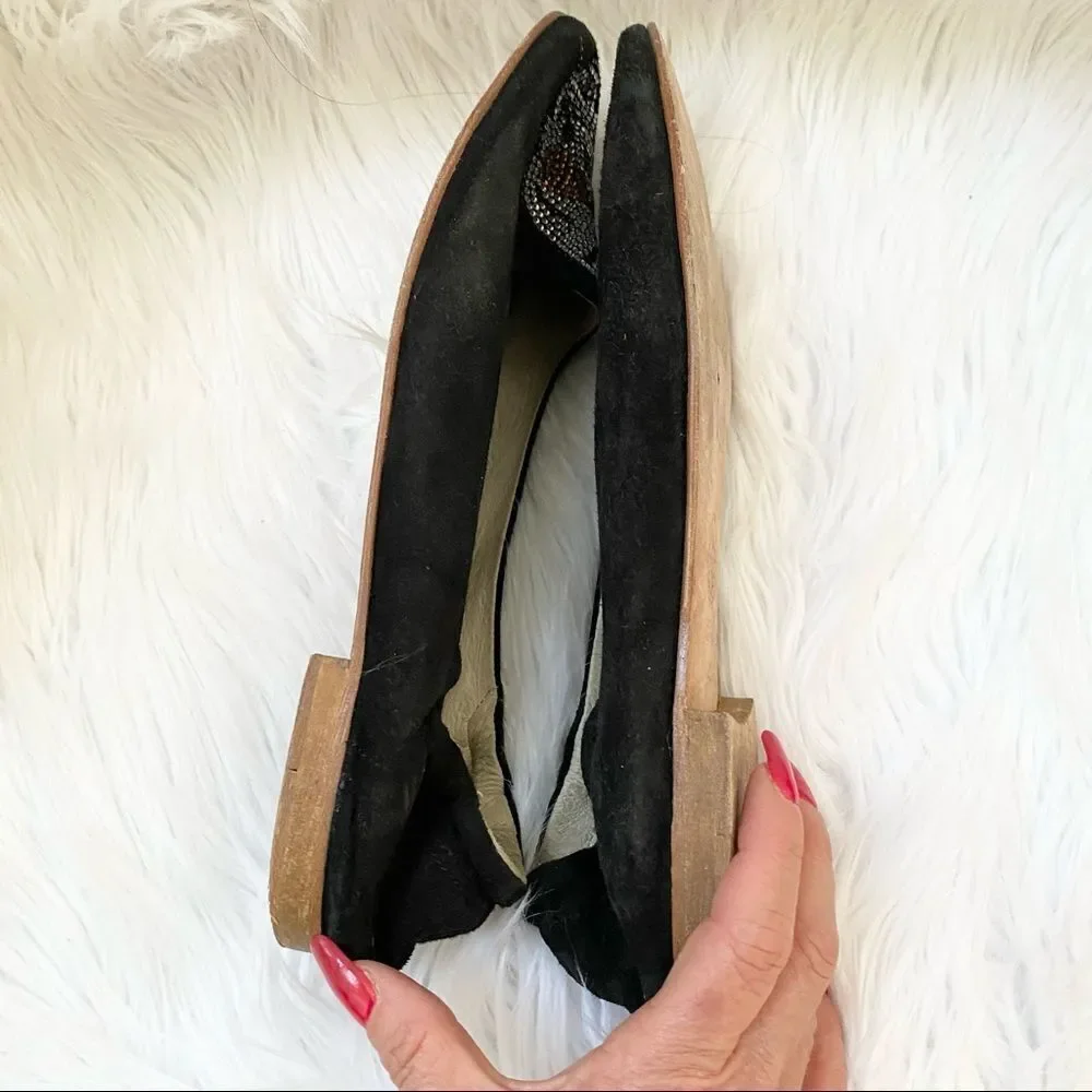 Cento Black Suede Skull Slip On Loafer Flats 40
